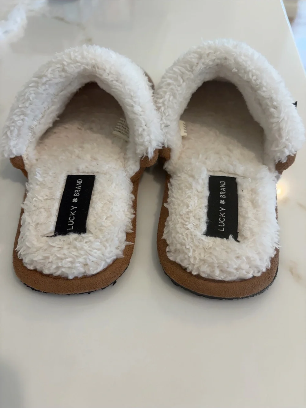 Lucky Brand Brown Slip-On Shearling Lined Slippers